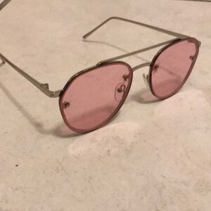 Pink round aviator style silver glasses